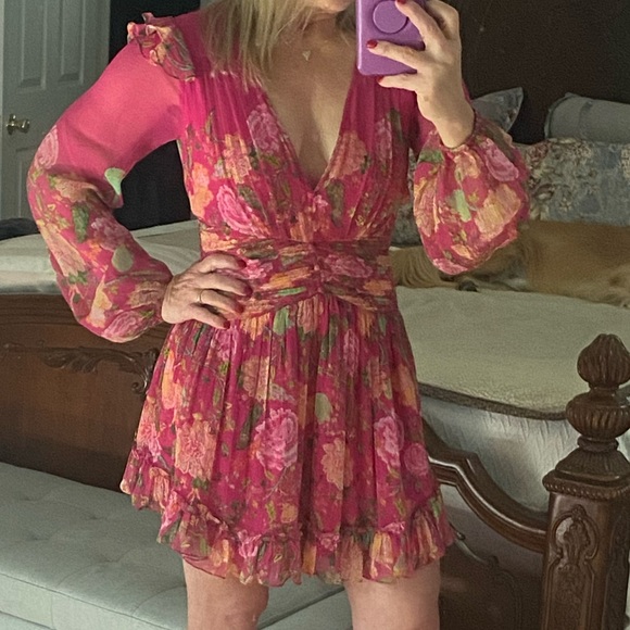 Rococo Sand Chloe fuchsia short floral flower dress NWT RETAIL $397 size small - Picture 15 of 16